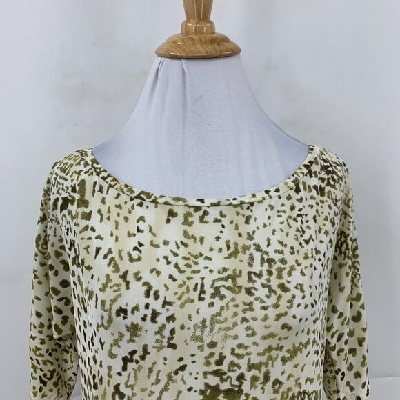 Max Mara Leopard Top Women XL Extra Large Mid Sleeves Boat Neck Made Italy *READ - Picture 4 of 12